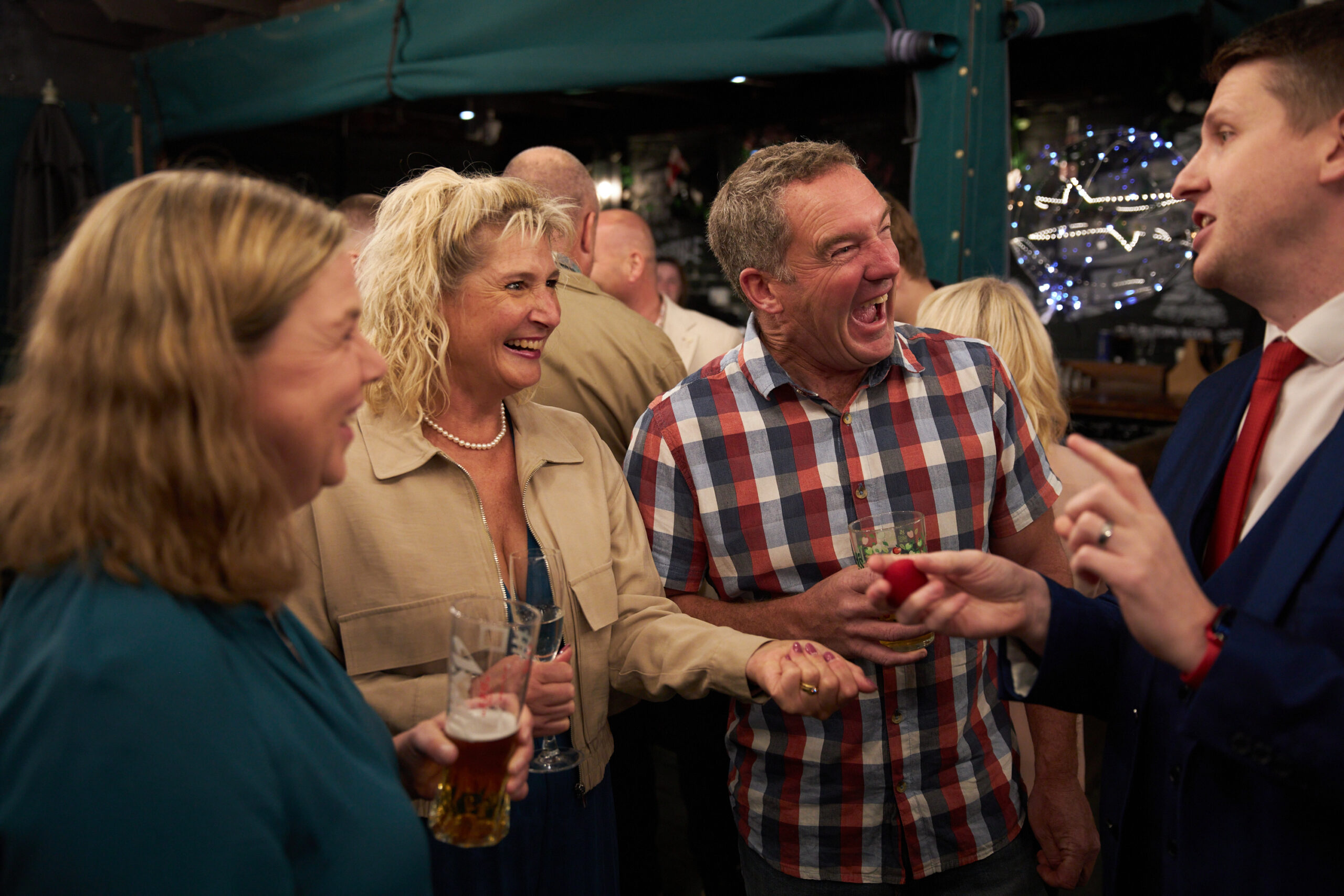 Professional party magician entertaining guests in Surrey.